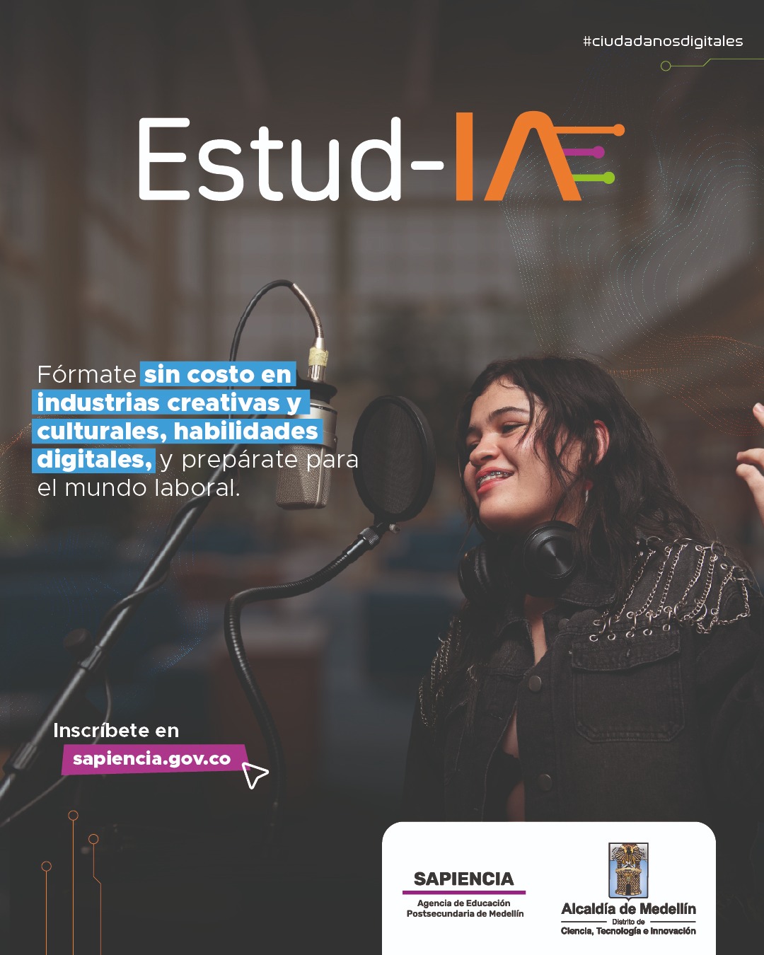 Medellín abre 3.500 cupos gratuitos en cursos de habilidades digitales e industrias creativas con el programa Estud-IA